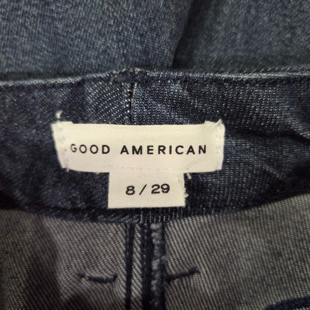 Good American Good Skate Jeans Size 8 High Rise Wide Leg Indigo NWT 34 Inseam - Picture 5 of 16